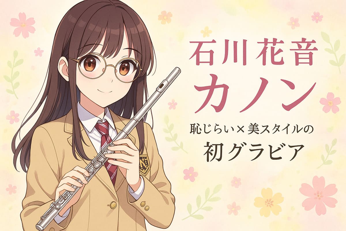 元SKE48・石川花音の1stイメージビデオ「カノン」で見せるスレンダーボディと恥じらいが魅力のイラスト