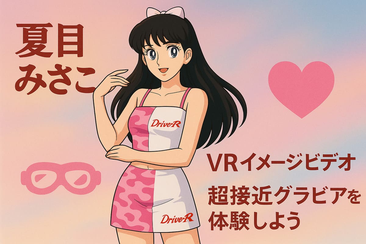 夏目みさこ VRイメージビデオの超接近グラビア体験をイメージしたポップで上品なアイキャッチ画像